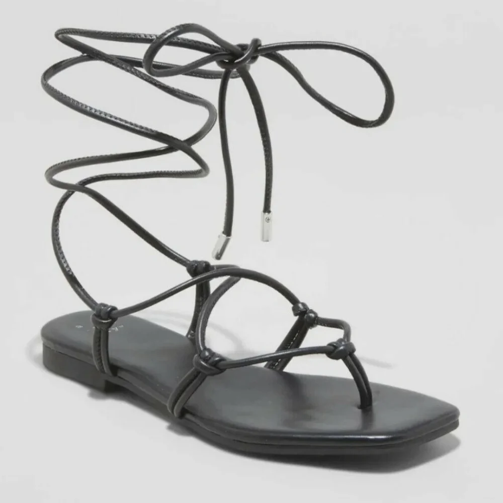 A new day Melrose Black Lace Up Sandals - Picture 7 of 7